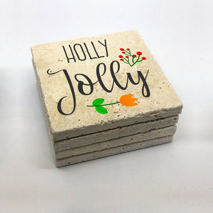 Hermia Juego de 4 Posavasos de Piedra Natural con Impresión UV